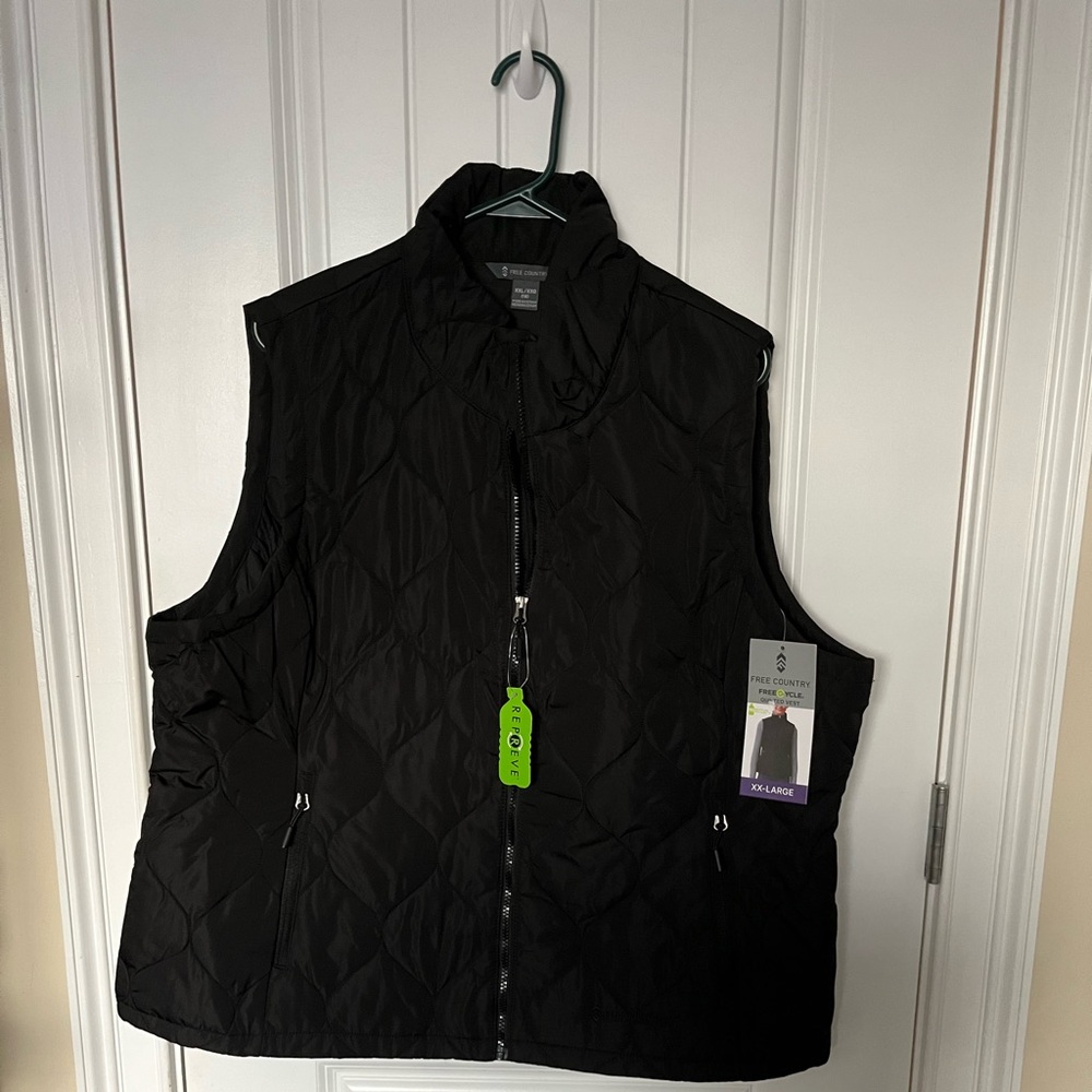 NWT Free Country Women's Size XXL Black Casual Full Zip Quilted Vest